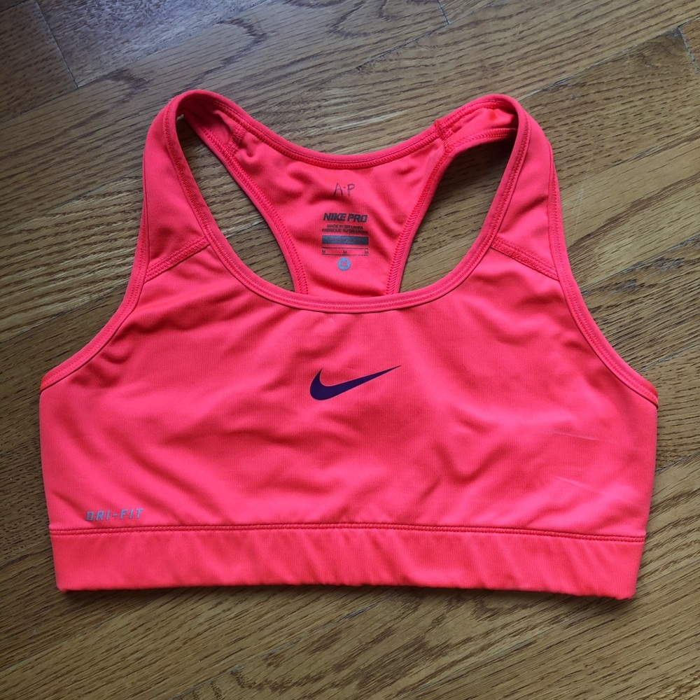 Neon pink nike sports bra